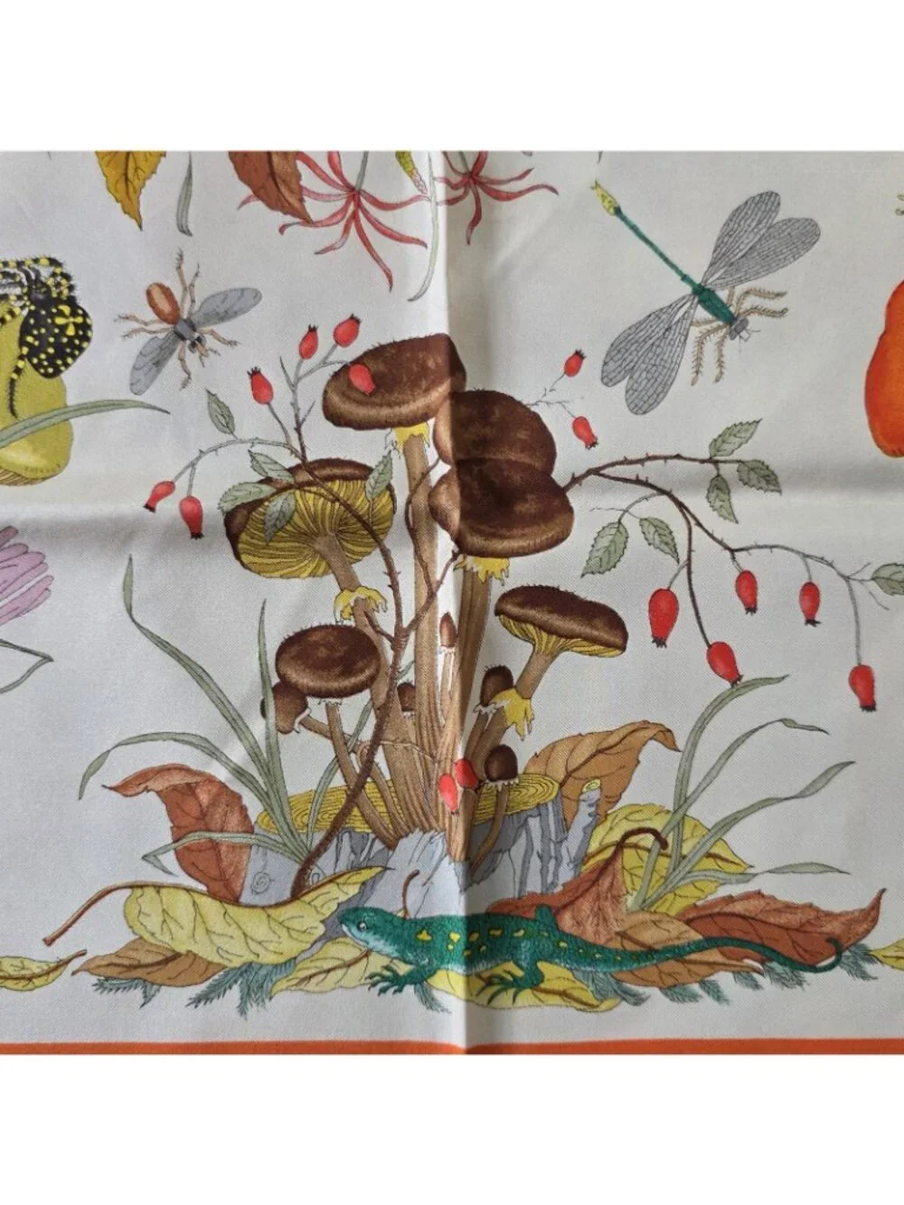 Gucci V. Accornero Silk Snake Fly Frog Floral Print Hand Rolled Scarf 34